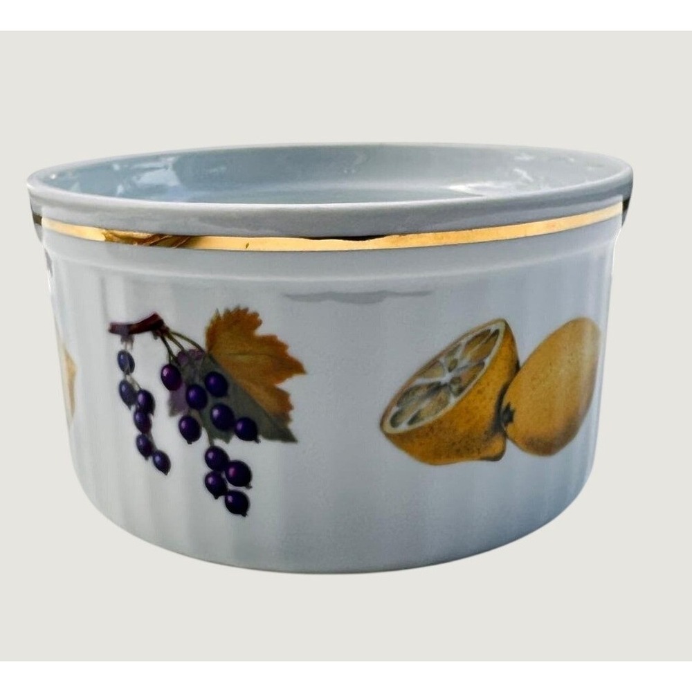 Royal Worcester Souffle Dish‎ Evesham Gold Vintage White Fruit Fine China 7in